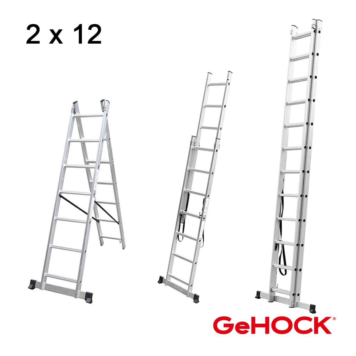 Διπλή σκάλα επεκτεινόμενη αλουμινίου 2 x 12 σκαλοπάτια GeHOCK