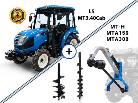 LS MT3.40 CABIN 49HP 4WD 1879cc δενδροκομικό αμπελουργικό τρακτέρ συνδυασμός με GRAECUS Τρυπάνι MT-H και δυο αρίδες MTA150&300
