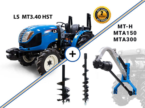 LS MT3.40HST 49HP 4WD 1879cc δενδροκομικό αμπελουργικό τρακτέρ συνδυασμός με GRAECUS Τρυπάνι MT-H και δυο αρίδες MTA150&300