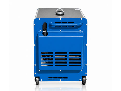 Αθόρυβη πετρελαιοκίνητη γεννήτρια 5.8 kW με DAVR, ταυτόχρονη μονοφασική και τριφασική έξοδο, ηλεκτρική εκκίνηση, ATS υποδοχή, πρίζες Schuko, CEE και ηχομονωμένο περίβλημα