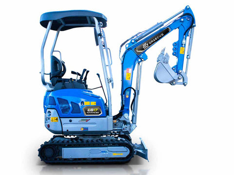 Μίνι τσαπάκι 1.7T, Kubota Diesel, με περιστροφή στην μπούμα, πτυσσόμενες ερπύστριες, πλαϊνούς μοχλούς χειρισμού και γραμμή σφύρας EB17-PRO