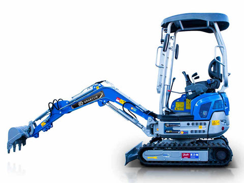 Μίνι τσαπάκι 1.7T, Kubota Diesel, με περιστροφή στην μπούμα, πτυσσόμενες ερπύστριες, πλαϊνούς μοχλούς χειρισμού και γραμμή σφύρας EB17-PRO