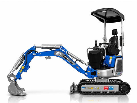 Μικρός ερπυστριοφόρος εκσκαφέας 1.4T, Diesel Kubota, εμβολοφόρα αντλία, Hi Lo, μακρύ σασί, περιστροφή στην μπούμα, πτυσσόμενες ερπύστριες, πλαϊνούς μοχλούς χειρισμού και γραμμή σφύρας