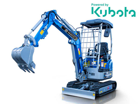Μίνι τσαπάκι 1.7T, Kubota Diesel, με περιστροφή στην μπούμα, πτυσσόμενες ερπύστριες, πλαϊνούς μοχλούς χειρισμού και γραμμή σφύρας EB17-PRO