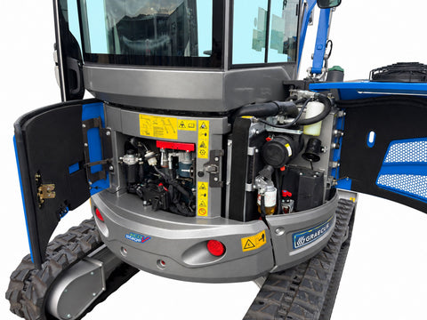 Μίνι εκσκαφέας με καμπίνα A/C 4T, Kubota Diesel, με περιστροφή στην μπούμα, πλαϊνούς μοχλούς χειρισμού και γραμμή σφύρας EB40C-PRO