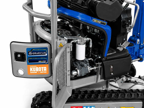 Μικρός ερπυστριοφόρος εκσκαφέας 1.4T, Diesel Kubota, εμβολοφόρα αντλία, Hi Lo, μακρύ σασί, περιστροφή στην μπούμα, πτυσσόμενες ερπύστριες, πλαϊνούς μοχλούς χειρισμού και γραμμή σφύρας