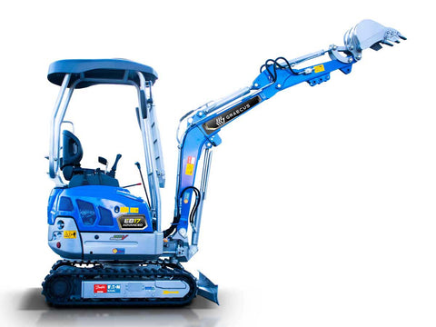 Μίνι τσαπάκι 1.7T, Kubota Diesel, με περιστροφή στην μπούμα, πτυσσόμενες ερπύστριες, πλαϊνούς μοχλούς χειρισμού και γραμμή σφύρας EB17-PRO