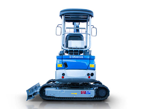 Μίνι τσαπάκι 2.4T, Kubota Diesel, με περιστροφή στην μπούμα, πτυσσόμενες ερπύστριες, πλαϊνούς μοχλούς χειρισμού και γραμμή σφύρας EB24-PRO