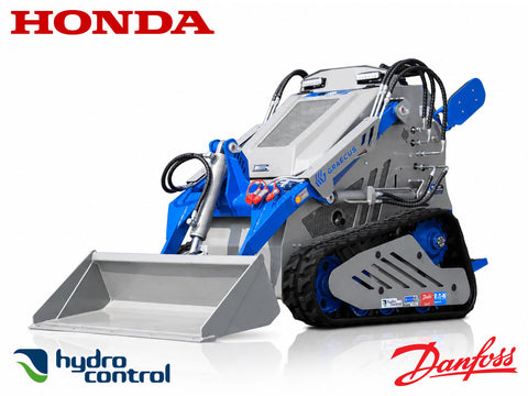 Ερπυστριοφόρος μίνι φορτωτής με Honda GX690 V-Twin, ταχυσύνδεσμο παρελκομένων, 3 αντλίες, DANFOSS Δανίας και ψυγείο υδραυλικού λαδιού.