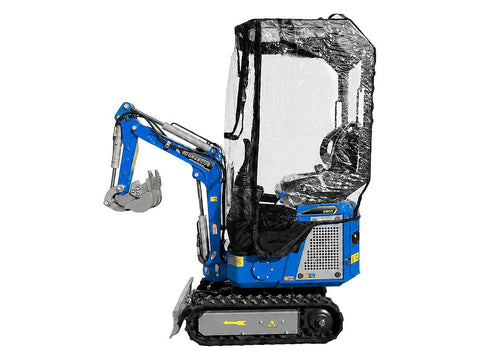 Σύστημα πλήρους κάλυψης καμπίνας (Enclosure) για μίνι εκσκαφέα EB07, για προστασία από βροχή, αέρα και σκόνη σε εξωτερική χρήση.