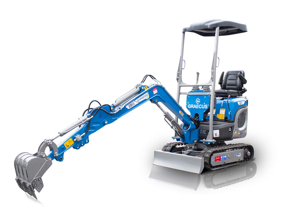 Μικρός ερπυστριοφόρος εκσκαφέας 1.2T, Kubota Diesel, με περιστροφή στην μπούμα EB12-BOOM